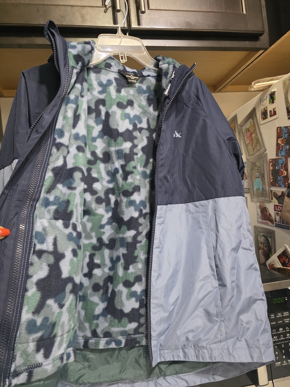 Eddie Bauer Two-Tone Hooded Windbreaker in Navy & Light Blue Youth Boys 14/16 - Picture 12 of 12
